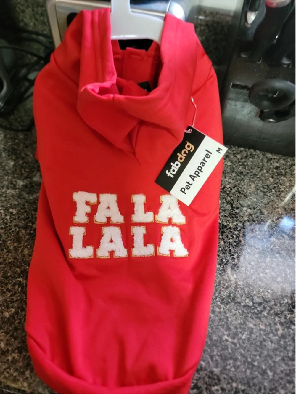 Dog hooded sweater red fala lala Christmas size medium